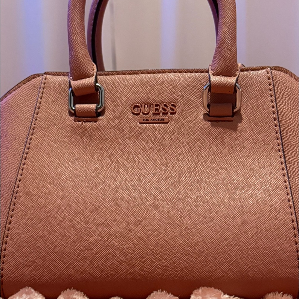 Guess Pink Satchel with Structured Design and Top Handles